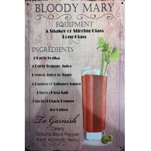 Ceduľa Bloody Mary 30cm x 20cm Plechová tabuľa
