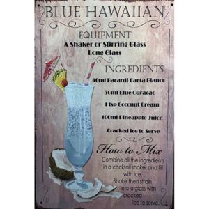 Ceduľa Bleu Hawaiian drink 30cm x 20cm Plechová tabuľa