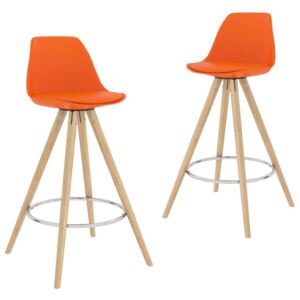 Barové stoličky 2 ks PP oranžový masívne bukové drevo