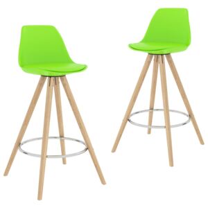 Barové stoličky 2 ks PP zelené masívne bukové drevo