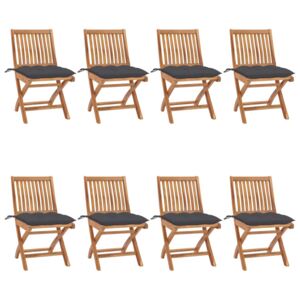 Skladacie záhradné stoličky s podložkami 8 ks tíkový masív