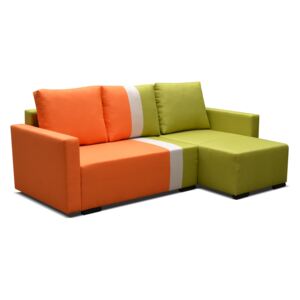 Rohová sedačka Erin (zelená + oranžová) (P). Akcia -33%. Vlastná spoľahlivá doprava až k Vám domov