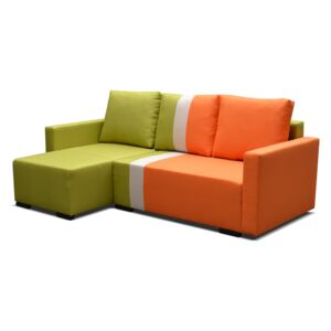 Rohová sedačka Erin (zelená + oranžová) (L). Akcia -33%. Vlastná spoľahlivá doprava až k Vám domov