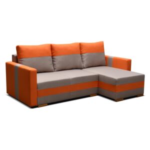 Rohová sedačka Farvum (svetlohnedá + oranžová) (P). Akcia -33%. Vlastná spoľahlivá doprava až k Vám domov