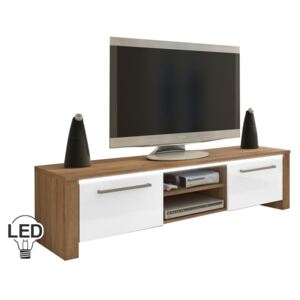 TV stolík/skrinka Helix (sonoma svetlá + lesk biely). Vlastná spoľahlivá doprava až k Vám domov