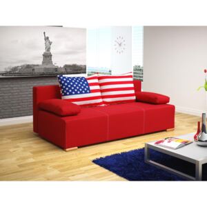 Pohovka trojsedačka Antero (červená + vlajka USA). Akcia -34%. Vlastná spoľahlivá doprava až k Vám domov
