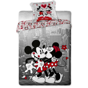 Jerry Fabrics Bavlnené obliečky Mickey a Minnie in NY 140x200 70x90