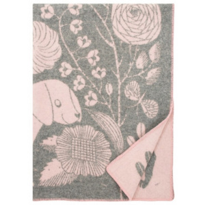 Vlnená deka Koira ja Kissa 90x130, sivo-ružová Lapuan Kankurit