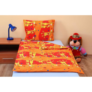 Brotex Povlečení dětské bavlna velká postel Žirafa oranžová, Výber zapínanie: zips