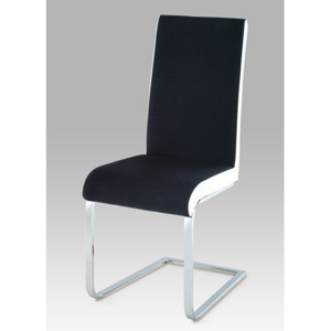 Jídelní židle, chrom / látka černá s boky v bílé kožence HC-760 BKW Autronic