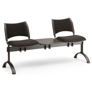 Čalúnená lavice do čakární SMART, 2-sedadlo + stolík, sivá, čierne nohy