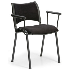 Konferenčná stolička SMART - čierne nohy, s podpierkami rúk, čierna