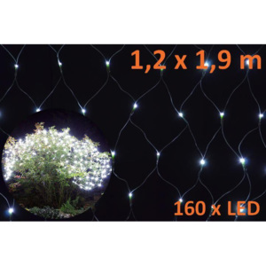 OEM D05964 LED svetelná sieť 1,2 x 1,9 m - studená biela, 160 diód