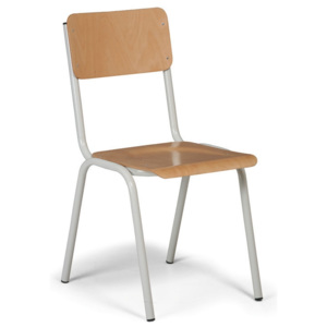 Univerzálna drevená stolička so sivou lakovanou konštrukciou