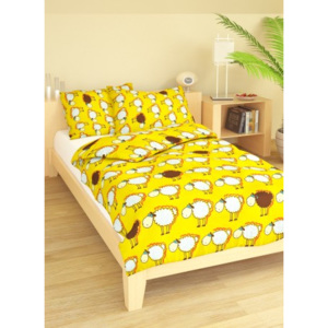 Brotex Povlečení dětské bavlna velká postel Ovečky žluté, Výber zapínanie: zips