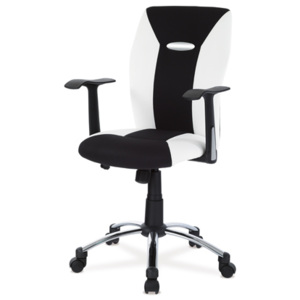 Kancelárska stolička,mesh čierna+koženka biela