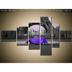 Tlačený obraz Fialové auto pred Eiffelovou vežou 180x100cm 1369A_6E (Rôzne varianty)