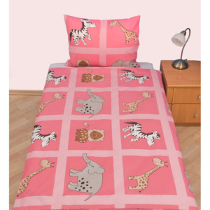 Brotex Povlečení dětské bavlna velká postel Safari růžové, Výber zapínanie: zips