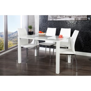 Jedálenský stôl LUCANTA 120cm - biela vysoký lesk