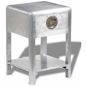 Letecký hliníkový vintage odkladací stolík s 1 zásuvkou V2115 Dekorhome