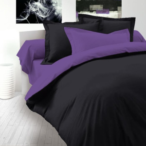 Kvalitex Saténové obliečky Luxury Collection čierna / tmavo fialová, 220 x 200 cm, 2 ks 70 x 90 cm