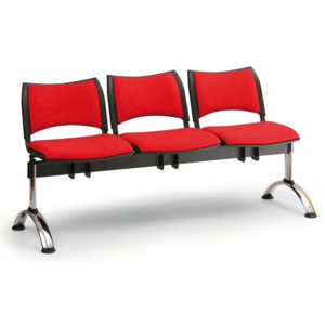 Čalúnená lavice do čakární SMART, 3-sedadlo, sivá, chrómované nohy