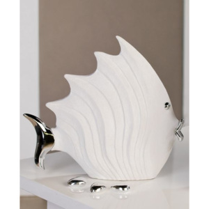 Dekoratívna soška FISH 26 cm - biela/strieborná