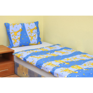 Brotex Povlečení dětské bavlna velká postel Žirafa modrá, Výber zapínanie: zips