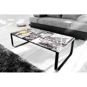 Konferenčný stolík COMIC 105 cm - biela/čierna
