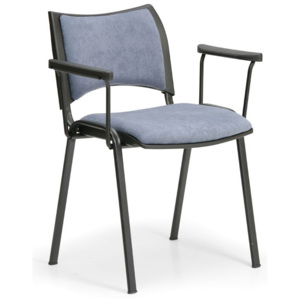 Konferenčná stolička SMART - čierne nohy, s podpierkami rúk, sivá