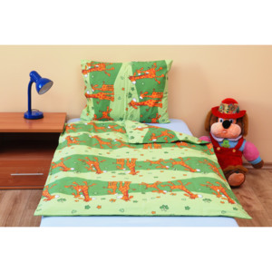Brotex Povlečení dětské bavlna velká postel Žirafa zelená, Výber zapínanie: zips