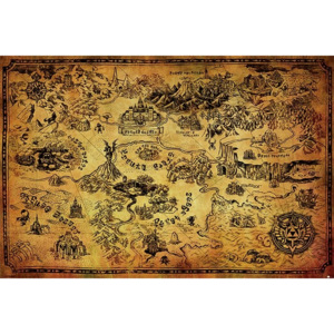 Plagát, Obraz - The Legend Of Zelda - Hyrule Map, (91,5 x 61 cm)