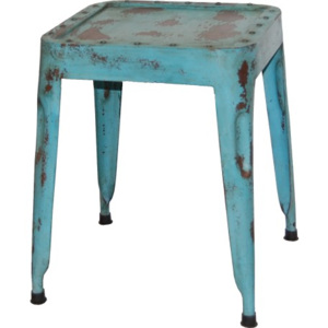 Industrial style, Starožitná železná stolička - modrá 45x36x36cm (43)