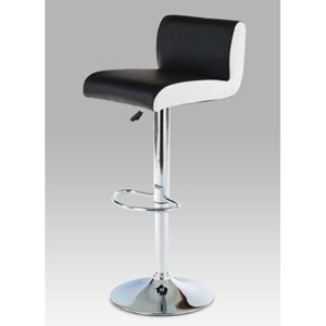 Barová židle, chrom / koženka černá s bílými boky AUB-355 BK Autronic