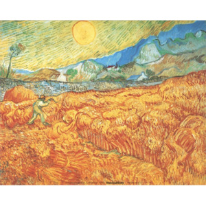 Reprodukcia, Obraz - Wheat Field with Reaper, 1889, Vincent van Gogh, (30 x 24 cm)