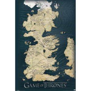 Plagát, Obraz - Game of Thrones mapa, (61 x 91,5 cm)