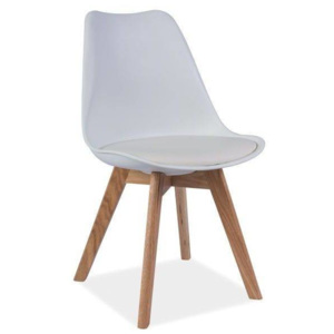 Biela stolička s dubovými nohami Signal Kris