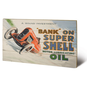 Obraz na dreve Shell - Bank on Shell - Racing Car, 1924, (59 x 40 cm)