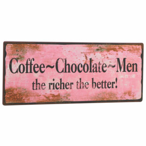 Plechová retro ceduľa "COFFEE-CHOCOLATE-MEN ..."
