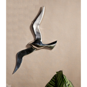 Dekorácia na stenu FLYING BIRD 48 cm - strieborná