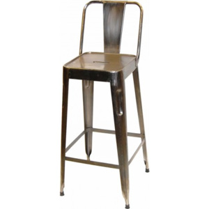 Industrial style, Barová stolička - lesklá ocel 105 x36 x36 /77 cm (298)