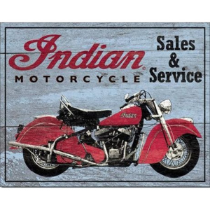 Plechová ceduľa INDIAN MOTORCYCLES - Parts and Service, (40 x 31,5 cm)
