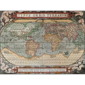 Reprodukcia, Obraz - Historická mapa sveta, Mappe, (80 x 60 cm)