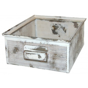 Industrial style, Unikátny železný úložný box - starožitná biela 14,5x30x37cm (1003)