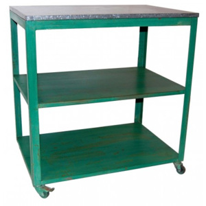 Industrial style, Regálový stôl - zelená farba 89x84x56cm (966)