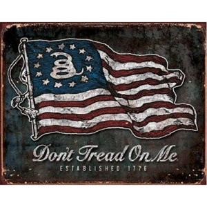 Plechová ceduľa Don't Tread On Me - Vintage Flag, (40 x 31,5 cm)