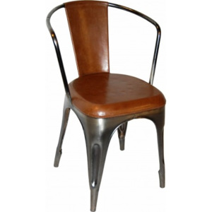 Industrial style, Jedálenská stolička s koženým čalúnením 78x41x39 / seat 49 cm (326)