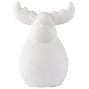 Dekoratívna biela keramická soška KJ Collection Reindeer Ceramic White, 13 cm