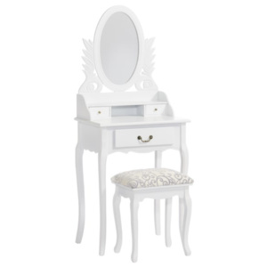 Toaletný stolík so zrkadlom a taburetkou MOLIS - biela