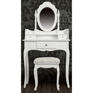 Toaletný stolík s bielou stoličkou Dekorhome